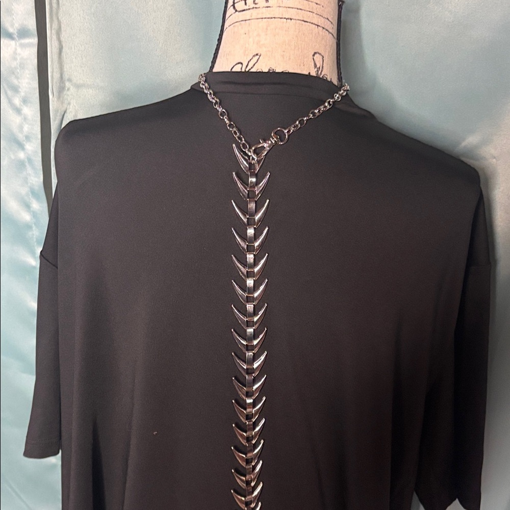 Vertebral Spike Amethyst Beaded Choker or Waist Chain Statement Metallic Goth - Picture 5 of 7